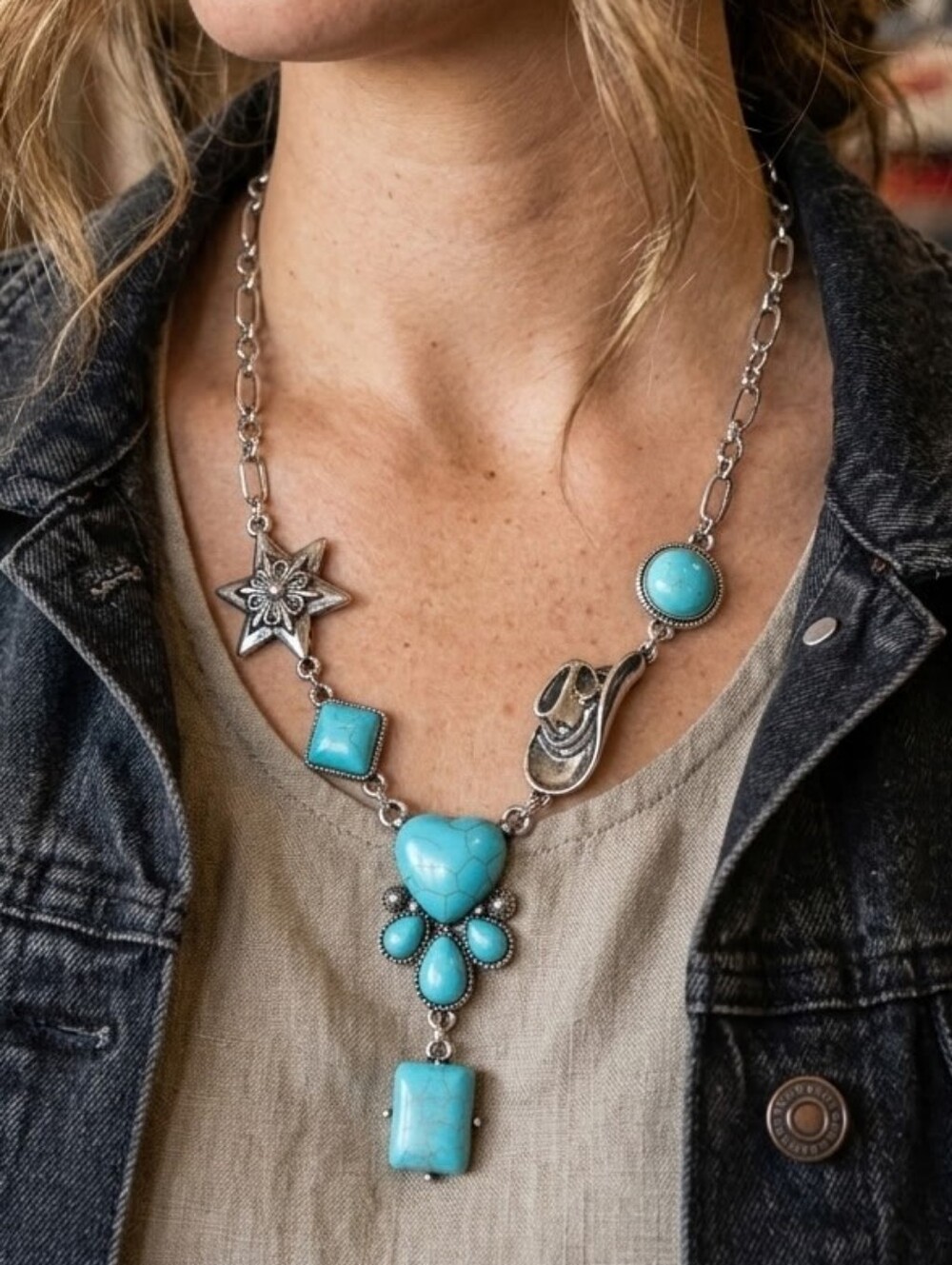 ICON Collection Turquoise Statement Necklace & Earrings Set NWT